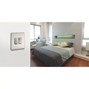 MK Aspect 20AX 2-Gang 2-Way Switch Brushed Stainless Steel with White Inserts 4 MK Aspect 20AX 2-Gang 2-Way Switch Brushed Stainless Steel with White Inserts - Image 2