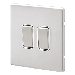 MK Aspect 20AX 2-Gang 2-Way Switch Brushed Stainless Steel with White Inserts 3 MK Aspect 20AX 2-Gang 2-Way Switch Brushed Stainless Steel with White Inserts