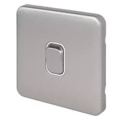 Schneider Electric Lisse Deco 10AX 1-Gang Intermediate Switch Brushed Stainless Steel with White Inserts