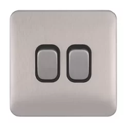 Schneider Electric Lisse Deco 10AX 2-Gang 2-Way Light Switch Brushed Stainless Steel with Black Inserts 7 Schneider Electric Lisse Deco 10AX 2-Gang 2-Way Light Switch Brushed Stainless Steel with Black Inserts -Steel Switches Sales 480CC A1