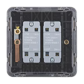 Schneider Electric Lisse Deco 10AX 2-Gang 2-Way Light Switch Brushed Stainless Steel with Black Inserts 6 Schneider Electric Lisse Deco 10AX 2-Gang 2-Way Light Switch Brushed Stainless Steel with Black Inserts - Image 4