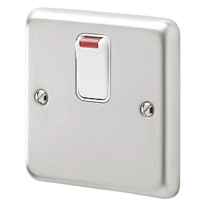 MK Albany Plus 20AX 1-Gang DP Control Switch Brushed Stainless Steel with Neon with White Inserts 3 MK Albany Plus 20AX 1-Gang DP Control Switch Brushed Stainless Steel with Neon with White Inserts