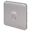 Schneider Electric Lisse Deco 10A 1-Gang 2-Way Retractive Switch Brushed Stainless Steel with White Inserts -Steel Switches Sales 489FF P