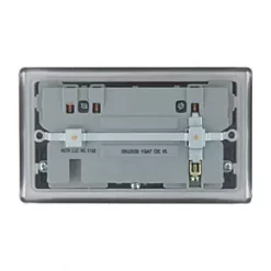 LAP 13A 2-Gang SP Switched Socket + 3.1A 2-Outlet Type A USB Charger Brushed Stainless Steel with Black Inserts -Steel Switches Sales 4962P A2