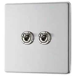 LAP 20A 16AX 2-Gang 2-Way Toggle Switch Brushed Stainless Steel