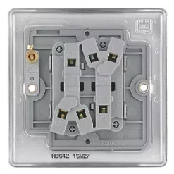 British General Nexus Metal 10AX 2-Gang 2-Way Light Switch Brushed Steel -Steel Switches Sales 50594 A3