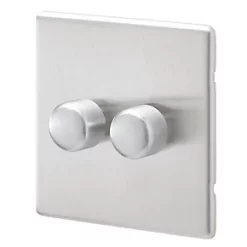 MK Aspect 2-Gang 2-Way Dimmer Switch Brushed Stainless Steel