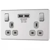 LAP 13A 2-Gang DP Switched Socket + 3.1A 2-Outlet Type A USB Charger Brushed Stainless Steel with Graphite Inserts 2 LAP 13A 2-Gang DP Switched Socket + 3.1A 2-Outlet Type A USB Charger Brushed Stainless Steel with Graphite Inserts -Steel Switches Sales 533KJ P