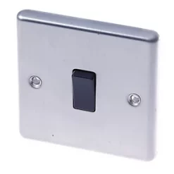 LAP 10AX 1-Gang Intermediate Switch Brushed Stainless Steel with Black Inserts