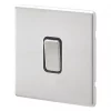 MK Aspect 10AX 1-Gang 2-Way Switch Brushed Stainless Steel with Black Inserts -Steel Switches Sales 557FF P