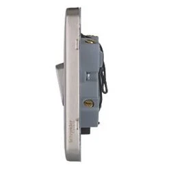 Schneider Electric Lisse Deco 13A Switched Fused Spur with LED Brushed Stainless Steel with Black Inserts -Steel Switches Sales 561CC A2