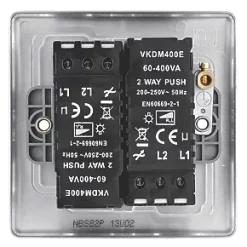 British General Nexus Metal 2-Gang 2-Way LED Dimmer Switch Brushed Steel -Steel Switches Sales 574FG A3