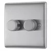 British General Nexus Metal 2-Gang 2-Way LED Dimmer Switch Brushed Steel -Steel Switches Sales 574FG P