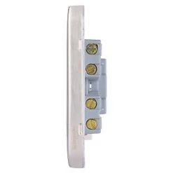 Schneider Electric Lisse Deco 13A Unswitched Fused Spur Brushed Stainless Steel with White Inserts -Steel Switches Sales 575FF A2