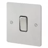 MK Edge 20AX 1-Gang 2-Way Light Switch Brushed Stainless Steel with Black Inserts