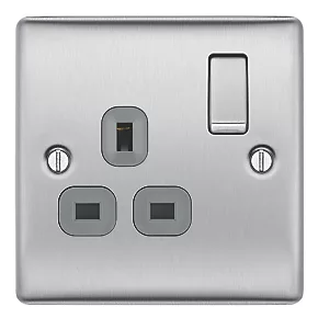 British General Nexus Metal 13A 1-Gang SP Switched Plug Socket Brushed Steel with Graphite Inserts 4 British General Nexus Metal 13A 1-Gang SP Switched Plug Socket Brushed Steel with Graphite Inserts - Image 2