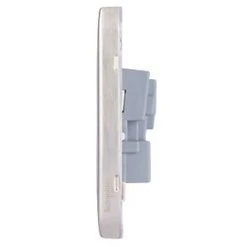 Schneider Electric Lisse Deco 13A 2-Gang Unswitched Plug Socket Brushed Stainless Steel with White Inserts -Steel Switches Sales 607FF A2