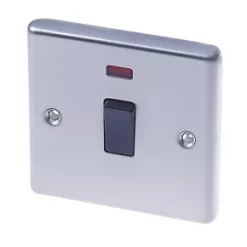 LAP 20A 1-Gang DP Control Switch Brushed Stainless Steel with Neon with Black Inserts