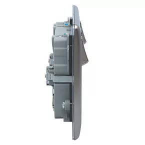 British General Nexus Metal 13A 2-Gang SP Switched Socket + 3.1A 2-Outlet Type A USB Charger Brushed Steel with Graphite Inserts 5 British General Nexus Metal 13A 2-Gang SP Switched Socket + 3.1A 2-Outlet Type A USB Charger Brushed Steel with Graphite Inserts - Image 3