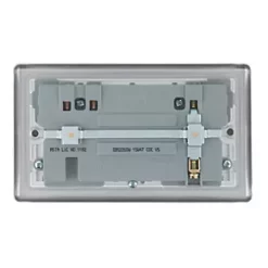 LAP 13A 2-Gang SP Switched Socket + 3.1A 2-Outlet Type A USB Charger Brushed Stainless Steel with White Inserts -Steel Switches Sales 6222P A2