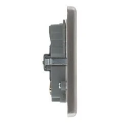 LAP 13A 2-Gang SP Switched Socket + 3.1A 2-Outlet Type A USB Charger Brushed Stainless Steel with White Inserts -Steel Switches Sales 6222P A3