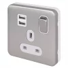 Schneider Electric Lisse Deco 13A 1-Gang SP Switched Socket + 2.1A 2-Outlet Type A USB Charger Brushed Stainless Steel with White Inserts 1 Schneider Electric Lisse Deco 13A 1-Gang SP Switched Socket + 2.1A 2-Outlet Type A USB Charger Brushed Stainless Steel with White Inserts -Steel Switches Sales 624FF P