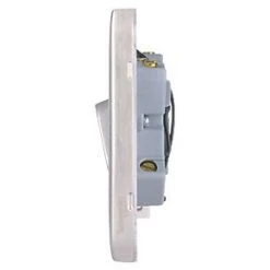 Schneider Electric Lisse Deco 13A Switched Fused Spur with LED Brushed Stainless Steel with White Inserts -Steel Switches Sales 638FF A2