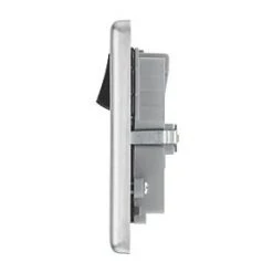 LAP 13A 2-Gang SP Switched Socket + 4.2A 2-Outlet Type A & C USB Charger Brushed Stainless Steel with Black Inserts -Steel Switches Sales 640HF A2