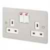 MK Edge 13A 2-Gang DP Switched Plug Socket Brushed Stainless Steel with Neon with White Inserts 2 MK Edge 13A 2-Gang DP Switched Plug Socket Brushed Stainless Steel with Neon with White Inserts -Steel Switches Sales 650FF P