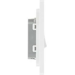 British General Evolve 10A 1-Gang 1-Way Bell Push Switch Brushed Steel with White Inserts -Steel Switches Sales 656PY A5