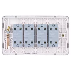 Schneider Electric Lisse Deco 10AX 4-Gang 2-Way Light Switch Brushed Stainless Steel with White Inserts -Steel Switches Sales 660FF A3