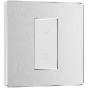British General Evolve 1-Gang 2-Way LED Single Secondary Trailing Edge Touch Dimmer Switch Brushed Steel with White Inserts 4 British General Evolve 1-Gang 2-Way LED Single Secondary Trailing Edge Touch Dimmer Switch Brushed Steel with White Inserts - Image 2