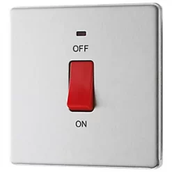 LAP 45A 1-Gang DP Cooker Switch Brushed Stainless Steel with LED