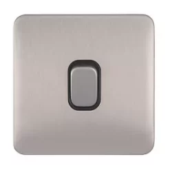 Schneider Electric Lisse Deco 10AX 1-Gang 2-Way Light Switch Brushed Stainless Steel with Black Inserts 7 Schneider Electric Lisse Deco 10AX 1-Gang 2-Way Light Switch Brushed Stainless Steel with Black Inserts -Steel Switches Sales 673CC A1