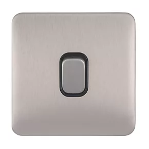 Schneider Electric Lisse Deco 10AX 1-Gang 2-Way Light Switch Brushed Stainless Steel with Black Inserts 4 Schneider Electric Lisse Deco 10AX 1-Gang 2-Way Light Switch Brushed Stainless Steel with Black Inserts - Image 2