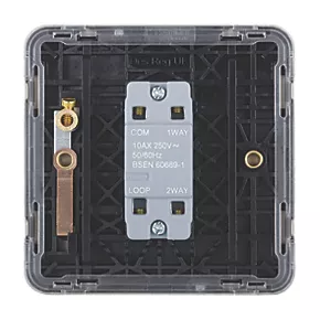 Schneider Electric Lisse Deco 10AX 1-Gang 2-Way Light Switch Brushed Stainless Steel with Black Inserts 6 Schneider Electric Lisse Deco 10AX 1-Gang 2-Way Light Switch Brushed Stainless Steel with Black Inserts - Image 4