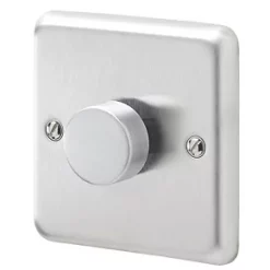 MK Albany Plus 1-Gang 2-Way Dimmer Switch Brushed Steel