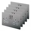 LAP 13A 2-Gang DP Switched Plug Socket Brushed Stainless Steel with White Inserts 5 Pack 1 LAP 13A 2-Gang DP Switched Plug Socket Brushed Stainless Steel with White Inserts 5 Pack -Steel Switches Sales 68831 P