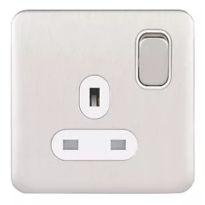 Schneider Electric Lisse Deco 13A 1-Gang DP Switched Plug Socket Brushed Stainless Steel with White Inserts 4 Schneider Electric Lisse Deco 13A 1-Gang DP Switched Plug Socket Brushed Stainless Steel with White Inserts - Image 2