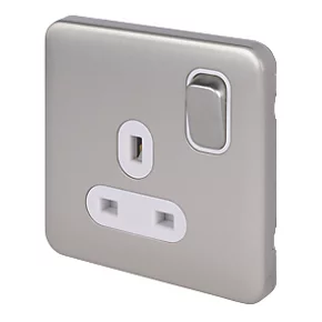 Schneider Electric Lisse Deco 13A 1-Gang DP Switched Plug Socket Brushed Stainless Steel with White Inserts 3 Schneider Electric Lisse Deco 13A 1-Gang DP Switched Plug Socket Brushed Stainless Steel with White Inserts