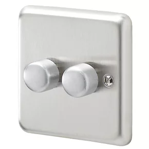 MK Albany Plus 2-Gang 2-Way Dimmer Switch Brushed Steel 3 MK Albany Plus 2-Gang 2-Way Dimmer Switch Brushed Steel