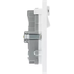 British General Evolve 13A 2-Gang SP Switched Double Socket With WiFi Extender + 2.1A 1-Outlet Type A USB Charger Brushed Steel with White Inserts -Steel Switches Sales 713RF A5