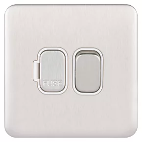 Schneider Electric Lisse Deco 13A Switched Fused Spur Brushed Stainless Steel with White Inserts 4 Schneider Electric Lisse Deco 13A Switched Fused Spur Brushed Stainless Steel with White Inserts - Image 2