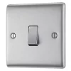 British General Nexus Metal 10AX 1-Gang 2-Way Light Switch Brushed Steel -Steel Switches Sales 73698 P