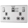 LAP 13A 2-Gang DP Switched Socket + 4.2A 2-Outlet Type A & C USB Charger Brushed Stainless Steel with Graphite Inserts 2 LAP 13A 2-Gang DP Switched Socket + 4.2A 2-Outlet Type A & C USB Charger Brushed Stainless Steel with Graphite Inserts -Steel Switches Sales 767KJ P