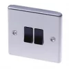 LAP 10AX 2-Gang 2-Way Light Switch Brushed Stainless Steel with Black Inserts -Steel Switches Sales 79842 P