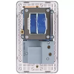 Schneider Electric Lisse Deco 2-Gang Dual Voltage Shaver Socket 115 / 230V Brushed Stainless Steel with White Inserts -Steel Switches Sales 800FF A1