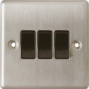 LAP 10AX 3-Gang 2-Way Light Switch Brushed Stainless Steel with Black Inserts 4 LAP 10AX 3-Gang 2-Way Light Switch Brushed Stainless Steel with Black Inserts - Image 2