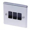 LAP 10AX 3-Gang 2-Way Light Switch Brushed Stainless Steel with Black Inserts -Steel Switches Sales 82315 P