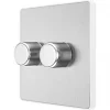 British General Evolve 2-Gang 2-Way LED Trailing Edge Double Push Dimmer with Rotary Control Brushed Steel with White Inserts 2 British General Evolve 2-Gang 2-Way LED Trailing Edge Double Push Dimmer with Rotary Control Brushed Steel with White Inserts -Steel Switches Sales 831PY P